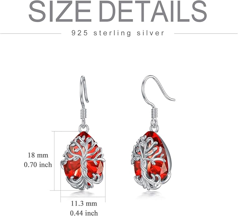 TOUPOP Tree of Life Earrings 925 Sterling Silver Family Tree Dangle Drop Earrings Crystal Jewelry Birthday Christmas Gifts for Women Her
