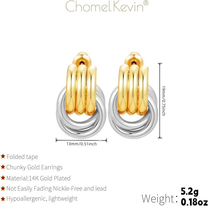 Trendy 14K Gold Plated Knot Earrings are Thick and Charming Pendant Earrings for Women They are Lightweight Hypoallergenic Fashion Accessories Jewelry Gifts for Women