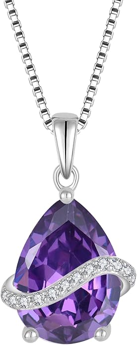 Teardrop Necklace for Women 925 Sterling Silver Birthstone Necklace Pendant Jewelry Gifts for Her