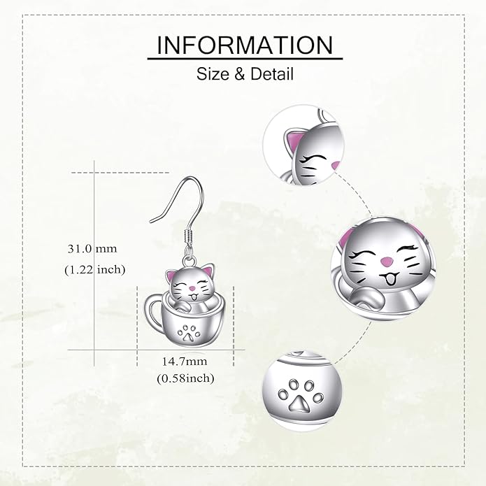 Animal Earrings 925 Sterling Silver Dangle Earrings Leverback Earrings Animal Jewelry for Women