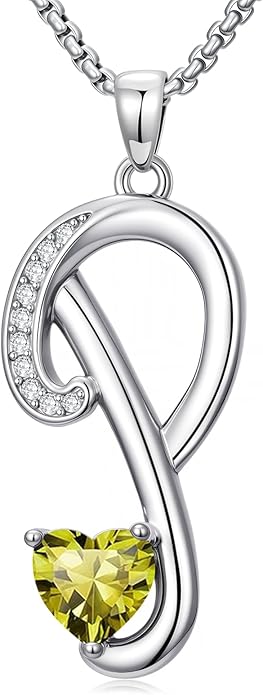 Christmas Gifts for Women Alphabet A to Z Initial Birthstone Pendant Necklaces for Women - 18k White Gold Plated Personalized Name Jewelry Valentine Mothers Day Birthday Gifts for Women Her Girlfriend