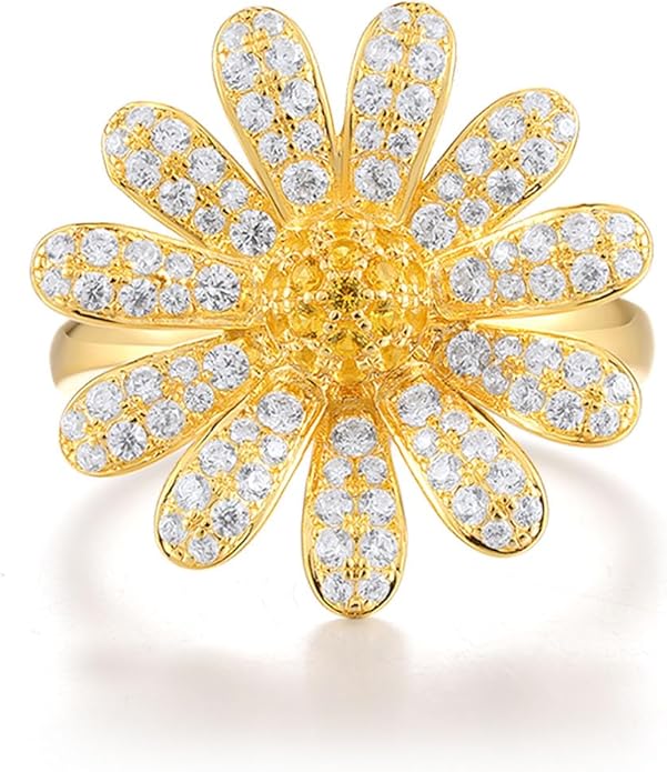 Santuzza Sterling Silver Gemstone Flower Ring for Women