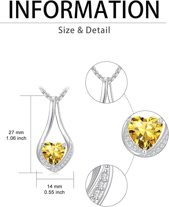Birthstone Necklaces for Women,18k Yellow/White Gold Plated Forever Love Heart Infinity Pendant Necklace Anniversary Jewelry Christmas Birthday Gifts for Women Her Wife Girlfriend