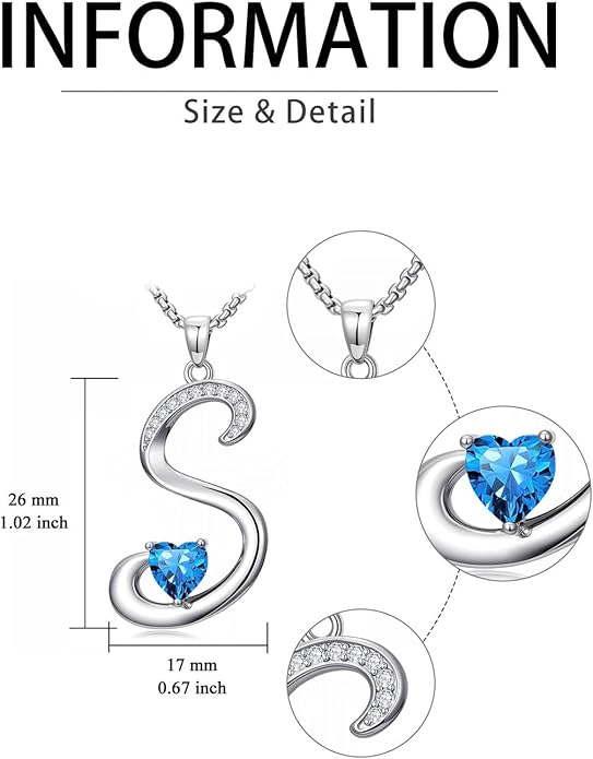 Christmas Gifts for Women Alphabet A to Z Initial Birthstone Pendant Necklaces for Women - 18k White Gold Plated Personalized Name Jewelry Valentine Mothers Day Birthday Gifts for Women Her Girlfriend