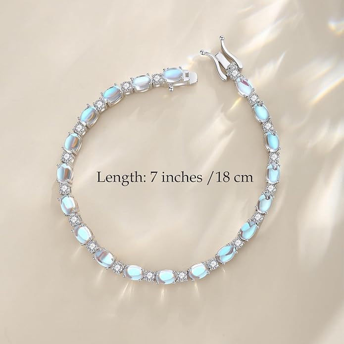 FANCIME Birthstone Bracelets Sterling Silver Tennis Bracelets Charm Fine Jewelry Birthday Gifts for Women 7"