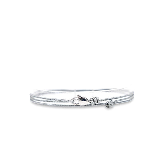 Made by Nami Nautical Rope Bracelet for Men Waterproof & Adjustable Wrap String Bracelets with Snap Hook Gift for Him (Grey Silver)