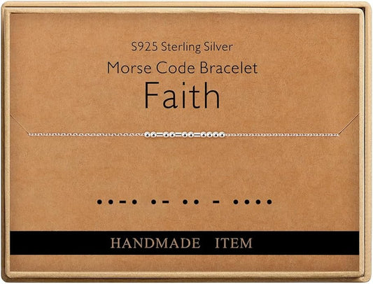 Monily Inspirational Gifts for Women Morse Code Bracelets for Women Funny Bracelet for Friend Funny Gift for Women Sterling Silver Bracelet for Women