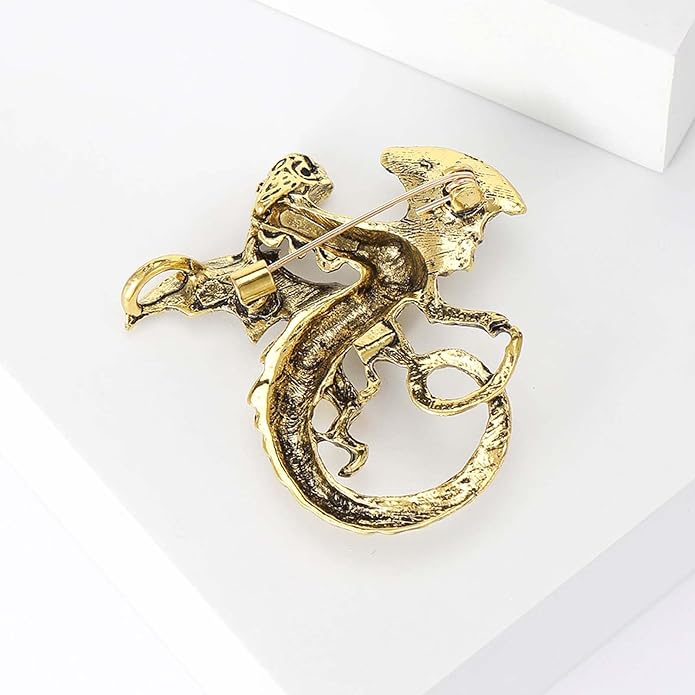 HETICA Vintage Animal Dragon Skull Wolf Crown Lion Brooch for Men Women Suit Tie Dress Lapel Pin Fashion Jewelry