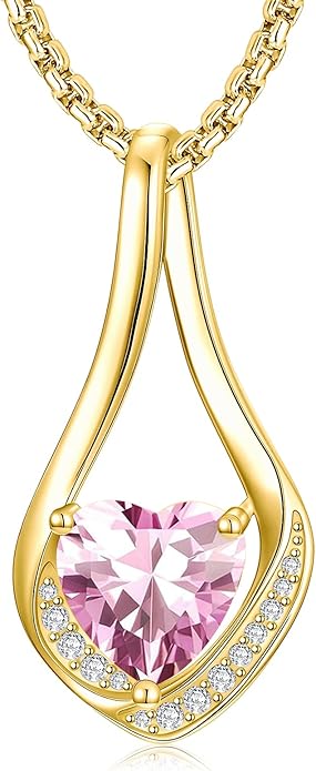 Birthstone Necklaces for Women,18k Yellow/White Gold Plated Forever Love Heart Infinity Pendant Necklace Anniversary Jewelry Christmas Birthday Gifts for Women Her Wife Girlfriend