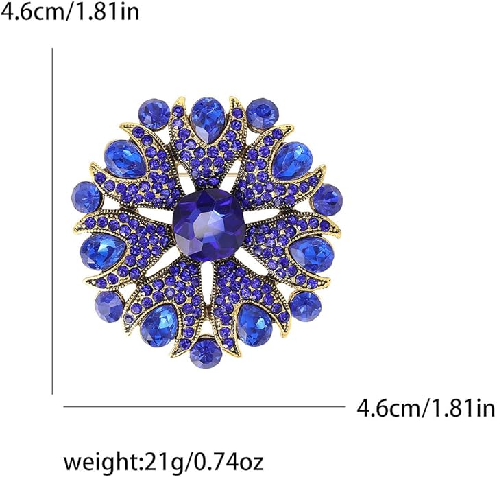 Vintage Rhinestone Flower Brooch for Women Dainty Crystal Flower Brooch Pin Stylish Crystal Brooch Elegant Clothing Hat Bag Accessories