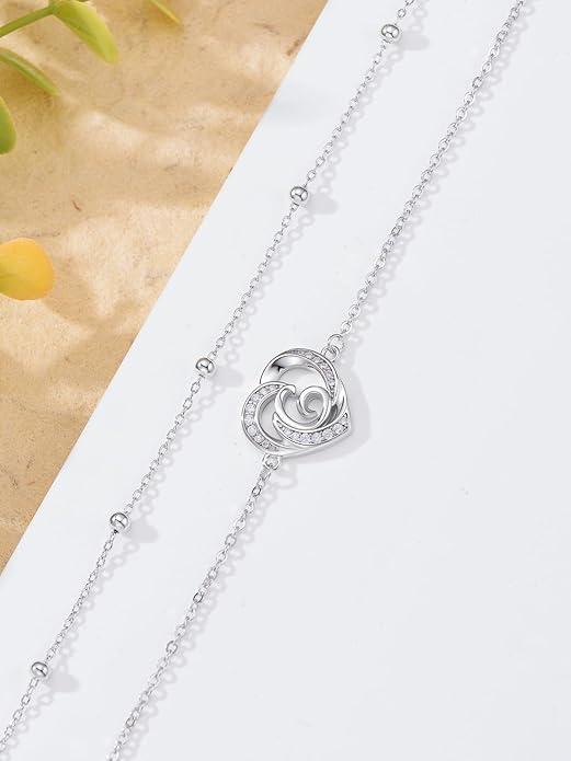 Dorunmo Initial Anklet 925 Sterling Silver Letter A-Z Layered Heart Anklet Beach Jewelry Birthday Gifts for Women