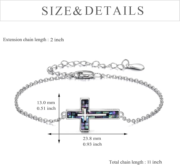 YFN Cross Bracelet Sterling Silver Religious Cross Bracelet Jewelry Gift for Women Men