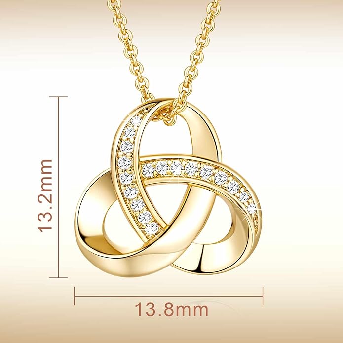 14K Gold Necklaces for Women Trendy Love Knot Infinity Interlocking Knot Necklaces Pendant Necklace for Women Diamond Necklace Adjustable in Length 20in