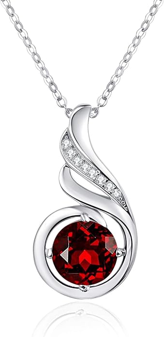 TANGPOET Birthstone Gemstone Necklaces for Women 925 Sterling Silver Dainty Pendant Jewelry Valentines Mothers Day Christmas Birthday Gifts for Mom Girlfriend Wife Daughter