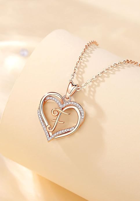 INFUSEU Unique Initial Necklaces for Women Girls Small Heart Letter Jewelry, Meaningful Personalized Gifts