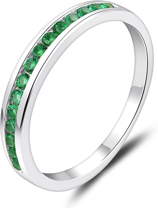 YL Stackable Rings 925 Sterling Silver Halo Birthstone Eternity Bands Jewelry for Women