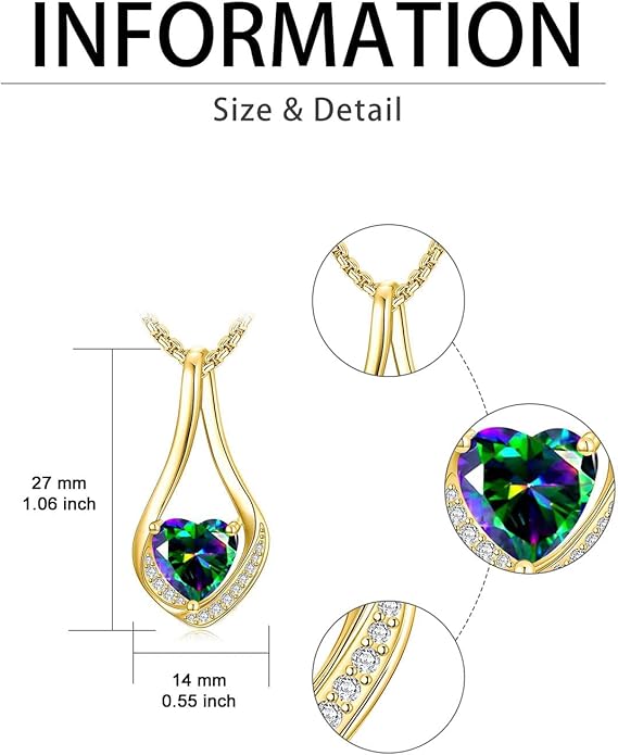 Birthstone Necklaces for Women,18k Yellow/White Gold Plated Forever Love Heart Infinity Pendant Necklace Anniversary Jewelry Christmas Birthday Gifts for Women Her Wife Girlfriend