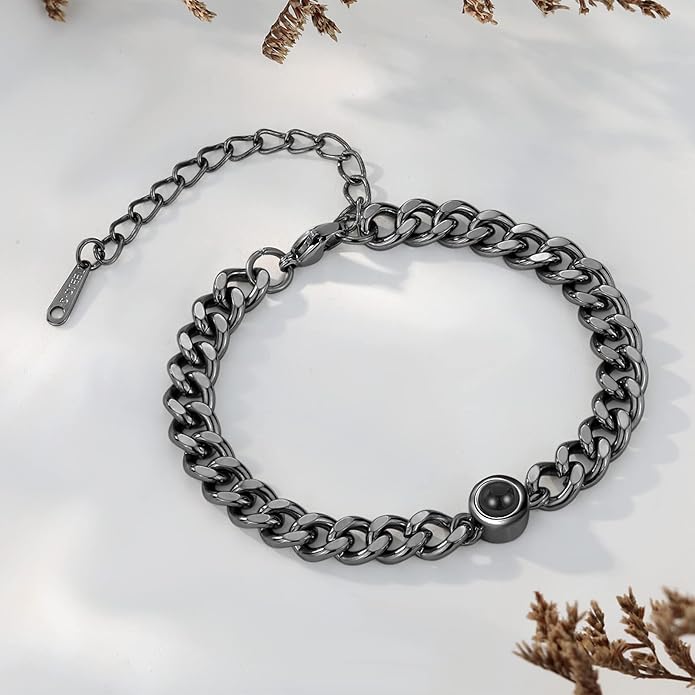 ROSI Personalized Bracelets with Picture Inside, Custom Projection Bracelets with Photos, Picture Bracelet Personalized Photo Gifts, Memorial Gifts for Women Mom Family Couple Girl