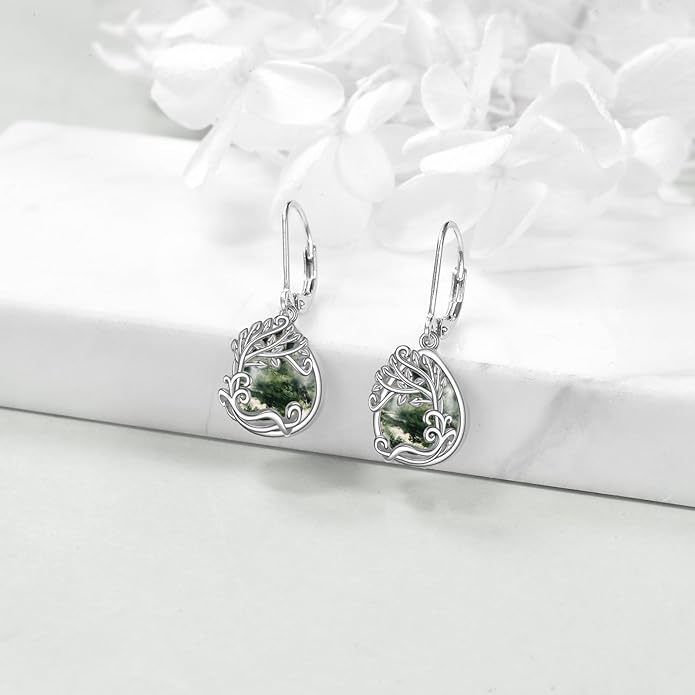 Moonstone Filigree Drop Dangle Teardrop Earrings 925 Sterling Silver Moonstone Leverback Earrings for Women Jewelry Gifts