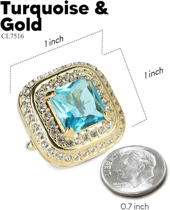 Vittorio Vico Square Colored Crystal Double Diamond Set Cufflinks