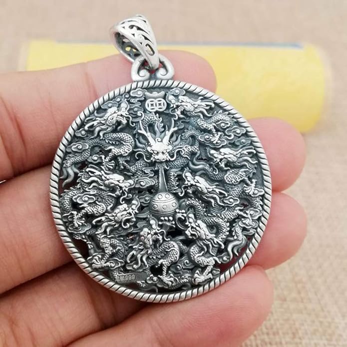 Dankadi Men 100% 925 Sterling Silver Necklace Vintage Design Dragon Pendant Silver Jewelry For Men Gift 18-28 Inch Box Chain- Italy