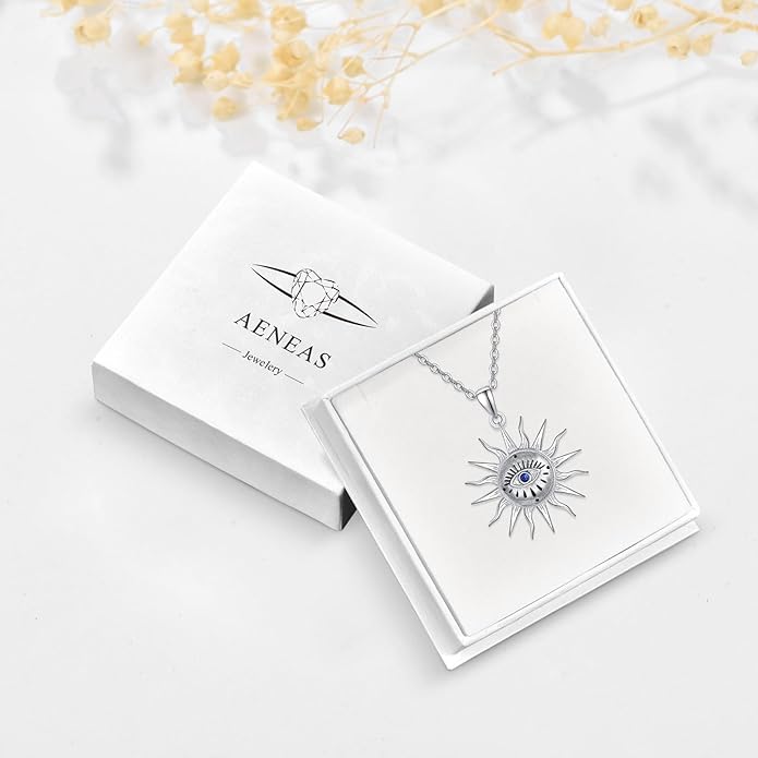 AENEAS Evil Eye Necklace for Women 925 Sterling Silver Necklace Ojo Turco Trendy Jewelry Gifts for Women Wife