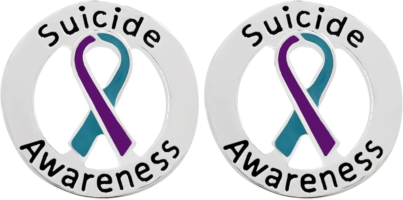 Suicide Awareness and Prevention Pin - Bulk Packs - Variety Pack of Teal & Purple Ribbon Pin Perfect for Support Groups, Gift-Giving and Fundraising