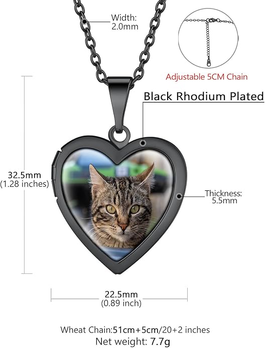 Supcare Locket Necklace That Holds Pictures-Engraved Photo Pendant Custom Jewellery Gifts for Men Women (with Jewellery Gift Box)
