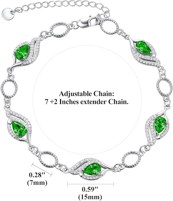 PRAYMOS Birthstone Bracelets for Women Mom Mother's Grandma Sterling Silver Women's Bracelets Birthstone Jewelry Gifts