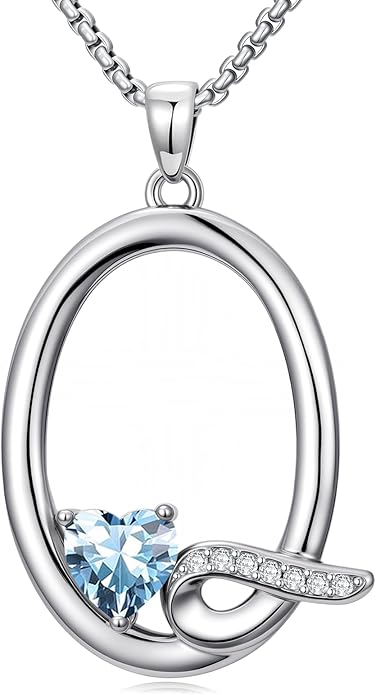 Christmas Gifts for Women Alphabet A to Z Initial Birthstone Pendant Necklaces for Women - 18k White Gold Plated Personalized Name Jewelry Valentine Mothers Day Birthday Gifts for Women Her Girlfriend