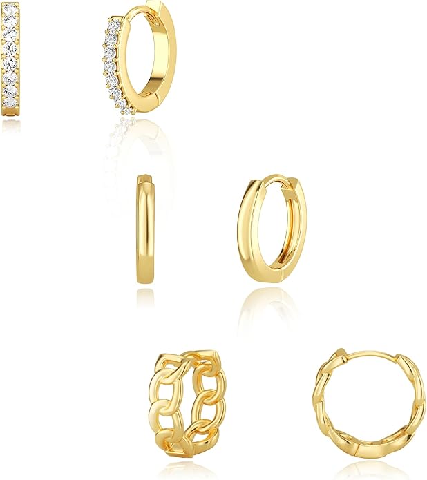Hoop Earrings for Women 14K Gold Plated/Silver Hoops Simple Knot Huggie Small Hoop Earrings Set Trendy Hoops Everyday Wear Earrings for Women Jewelry