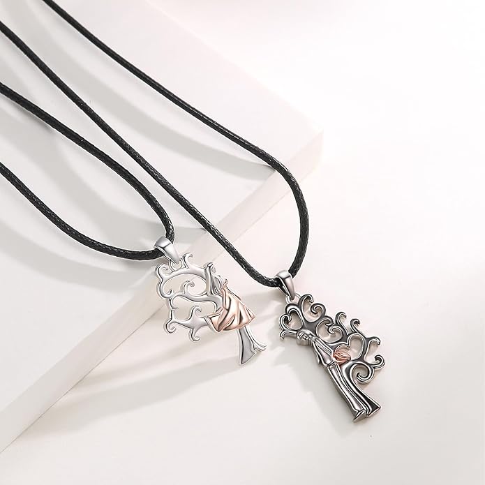 OHAYOO Dragon Phoenix Matching Necklace for Couples 925 Sterling Silver Yin Yang Pendant Necklaces for Couples Jewelry for Him and Her