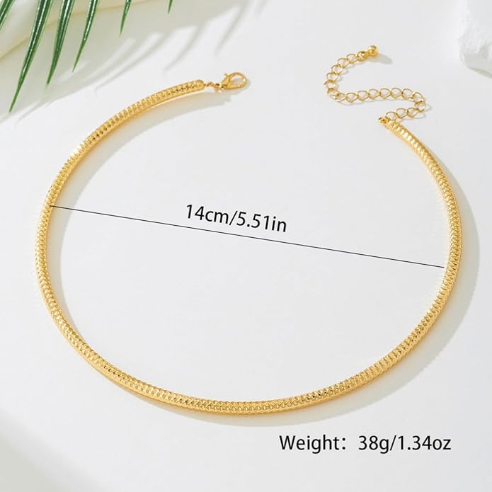 Gold Collar Necklace for Women Trendy African Jewelry Minimalist Statement Choker Metal Jewelry Gifts for Parties, Evenings, and Everyday Wear