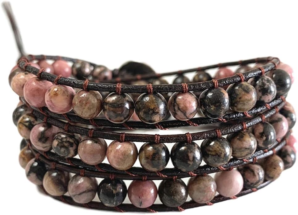 ZOSOJONA Boho Wrap Bead Bracelet for Women - Handmade Adjustable Natural Stone Beaded Bracelets Rope Yoga Healing Bracelet Bangle Hippie Jewelry