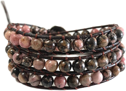 ZOSOJONA Boho Wrap Bead Bracelet for Women - Handmade Adjustable Natural Stone Beaded Bracelets Rope Yoga Healing Bracelet Bangle Hippie Jewelry