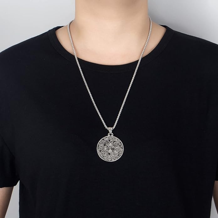 Dankadi Men 100% 925 Sterling Silver Necklace Vintage Design Dragon Pendant Silver Jewelry For Men Gift 18-28 Inch Box Chain- Italy