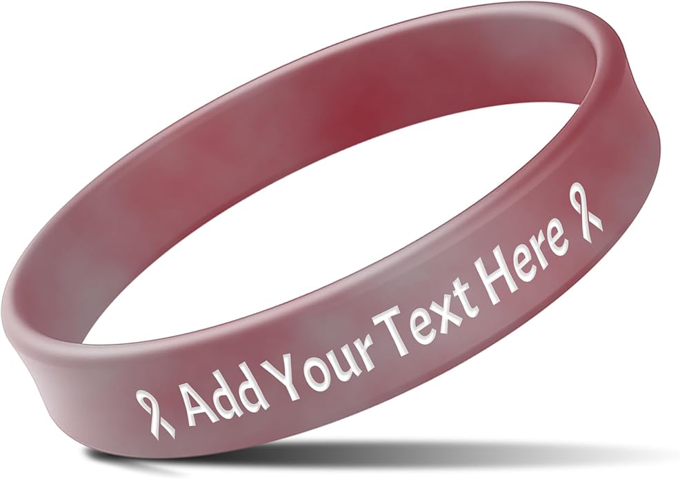 Custom Rubber Bracelets with Text Logo Clipart Customizable Bracelet Personalized 1/2 Inch Silicone Wristbands for Awareness, Events, Support, Promotions