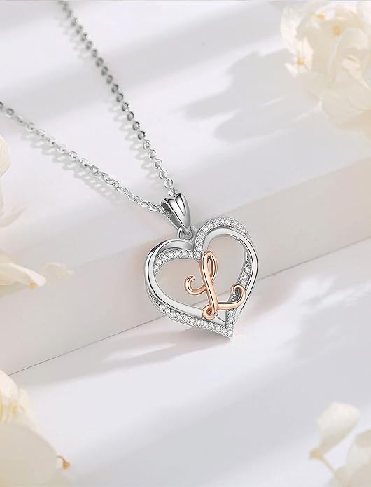INFUSEU Unique Initial Necklaces for Women Girls Small Heart Letter Jewelry, Meaningful Personalized Gifts