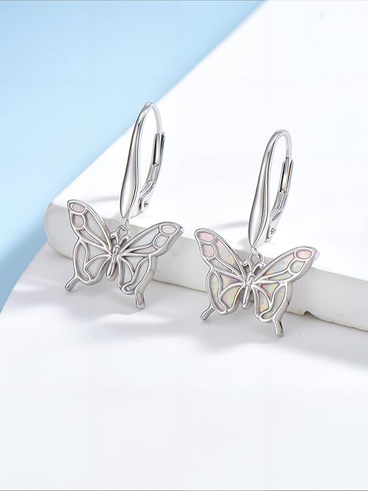 Phoenix/Dragonfly/Hummingbird/Butterfly/Dove Earrings 925 Sterling Silver Opal Animal Dangle Earrings Opal Jewelry Christmas Gifts for Women