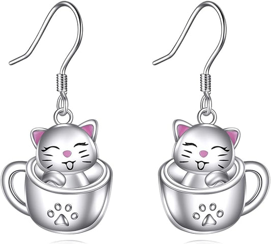 Animal Earrings 925 Sterling Silver Dangle Earrings Leverback Earrings Animal Jewelry for Women