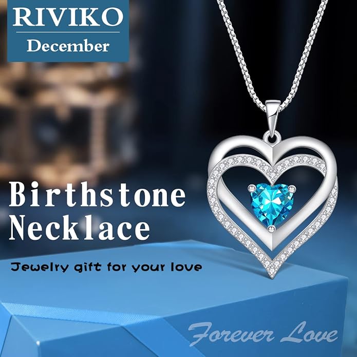 RIVIKO Infinity Heart Symbol Necklace for Women 925 Sterling Silver Love Heart Pendant Valentine's Day Mother's Day Anniversary Birthday Christmas Jewelry Gifts for Women Mom Wife Sister Her Friends