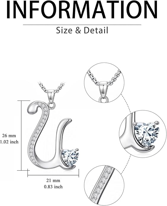 Christmas Gifts for Women Alphabet A to Z Initial Birthstone Pendant Necklaces for Women - 18k White Gold Plated Personalized Name Jewelry Valentine Mothers Day Birthday Gifts for Women Her Girlfriend