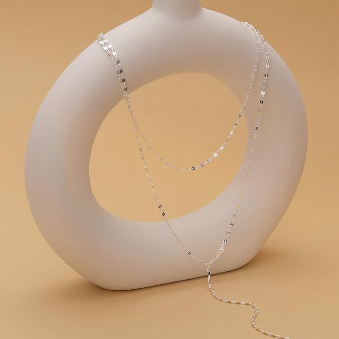 Lariat Necklace for Women, Dainty Long Necklaces, 14k Gold/Silver Plated Y-Shaped Drop Chain Necklace, Simple Layered Necklaces, Trendy Jewelry Gifts for Her