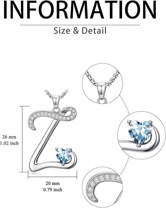 Christmas Gifts for Women Alphabet A to Z Initial Birthstone Pendant Necklaces for Women - 18k White Gold Plated Personalized Name Jewelry Valentine Mothers Day Birthday Gifts for Women Her Girlfriend