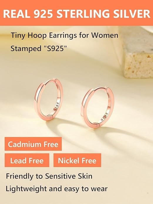 Silvora 925 Sterling Silver Small Hoop Earrings for Women Huggie Earrings Hypoallergenic Cartilage Earrings Tiny Hoops 6mm/8mm/10mm/12mm/14mm/16mm/18mm/20mm