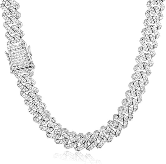 EMESLY Miami Cuban Link Chain 14K Gold Plated Necklace (16, 18, 20, 22, 24, 30 Inches Length); Hip Hop Bracelet (8" Length) for Men & Women; Perfect Iced Out Bling Jewelry Gift