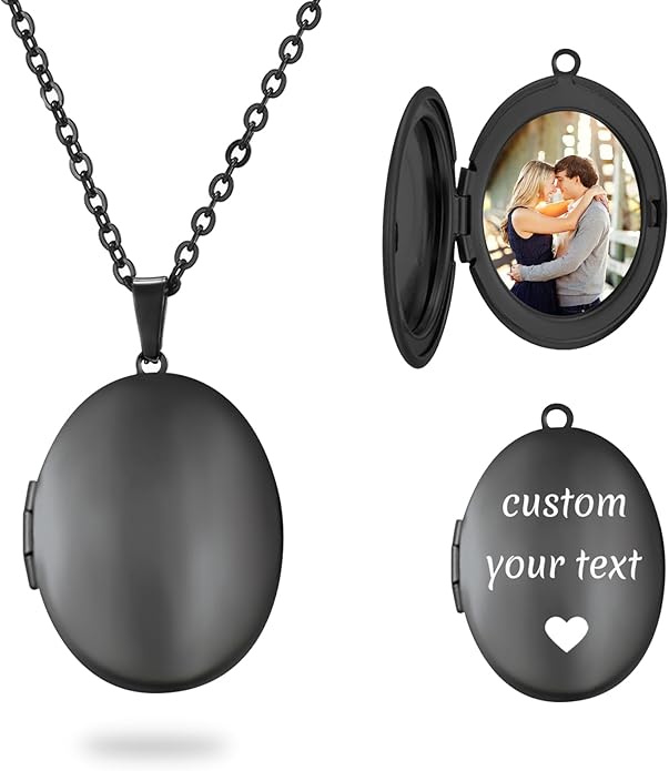 PHOCKSIN Personalized Locket Necklace for Women Photo Necklace with Customized Picture Birth Flower Birthstone New Years Gifts for Women