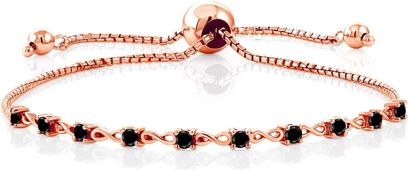 Gem Stone King Round Gemstone Birthstone Tennis Bracelet For Women | 925 Sterling Silver | 2.5MM Round | Fits Up To 9 Inch Wrist | Adjustable Bolo Bracelet For Women | Easy-On Easy-Off