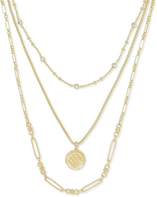 Kendra Scott Medallion Triple Strand Necklace, Fashion Jewelry for Women