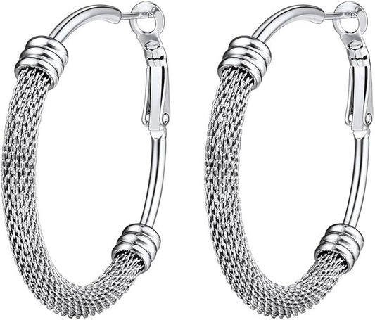 PROSTEEL 30/40/60/80/100mm Chunky Hoop Earrings For Women Gold Plated/Black Stainless Steel Hoops Earrings Statement Jewelry